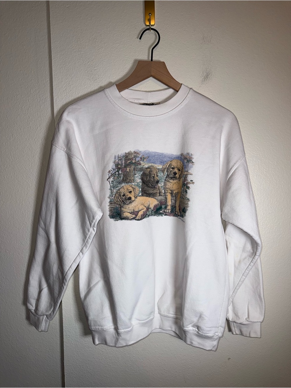 VINTAGE NORTHERN REFLECTIONS 90s Screenprint Puppy design crewneck sweatshirt S